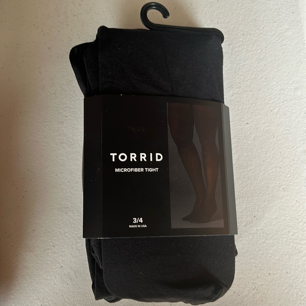 Brand new Torrid microfiber tights, black in color, size 3/4 in Torrid sizing